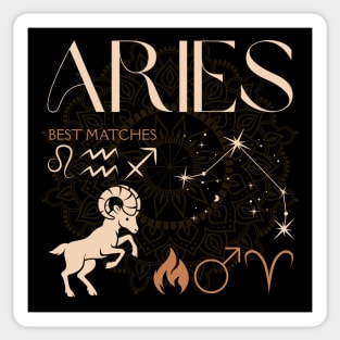 Aries Zodiac Sign Compatibility Astrology Design Sticker